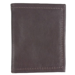 Chocolate Brown leather bi-fold money clip wallet - 3 inside credit card slots, 1 money clip hook. Folded size 3.5" x 4.5"