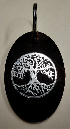 Keychain Tree of Life Silver Foil