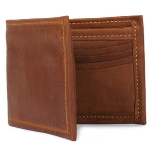 Cognac Deluxe Bi-fold Leather Wallet offers a total of 10 ID and credit card slots and a full length divided bill compartment. Folded size 3.5" x 4.5"