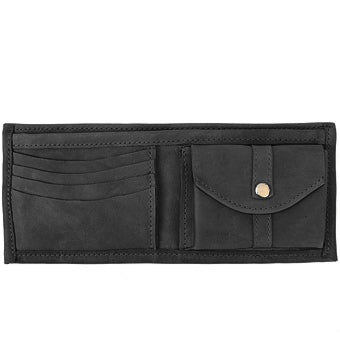 Leather black coin purse id slot snap pocket w/ 6 credit card slots change  purse leather coin bag leather coin pouch leather coin holder