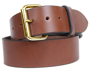 Double thick harness custom leather belt with brass buckle