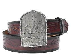 If you love Alice In Wonderland, this belt buckle is for you. The front has an image of Alice looking through the glass.  The back of the buckle shows her looking from the other side. 
