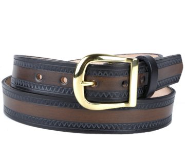 Custom Two-Tone Zig Zag Leather Belt | $64 - $85