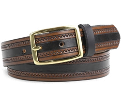 Custom Two-Tone Brown Zig Zag Leather Belt | $69 - $85