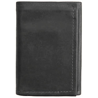 Black Leather Pocket Organizer Bifold Wallet