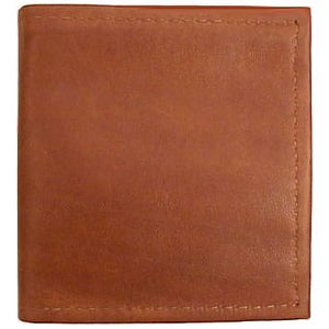 Cognac Bi-fold Leather Credit Card wallet holds up to 8 credit cards and 2 additional vertical pockets on the inside of the wallet. Full length bill holder and 1 horizontal vinyl picture insert. Size 4.25" x 4.50" folded.