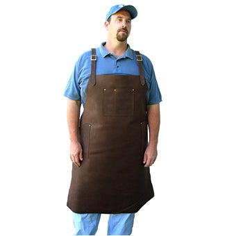 Extra Large Cross-Back Pocketed Leather Apron