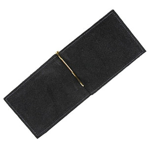 Black leather money clip and 2 slide-in credit card holders for your ID, credit cards and paper bills. Size 4.75" x 3"  