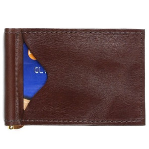 Chocolate Brown leather money clip and 2 slide-in credit card holders for your ID, credit cards and paper bills. Size 4.75" x 3"  