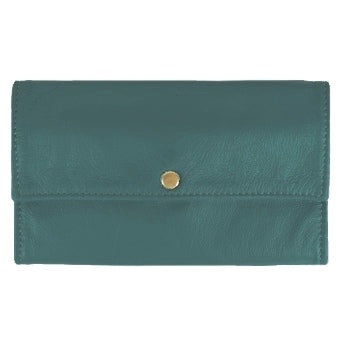 Mancro Wallet for Women Leather Slim Clutch Long Designer Foldable Ladies Credit Card Holder Organizer, Women's, Blue