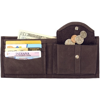 Bifold Leather Wallet with Challenge Coin Pouch
