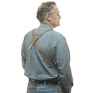 Heavy duty leather apron, no pockets with cross back straps and ties at the waist. Regular length 28" long x 24.5" wide