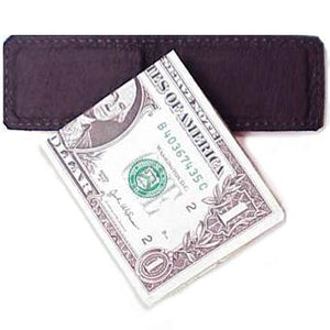 Black Leather Magnetic Money Clip holds 12 bills, closed size 2.5" x 1.75"