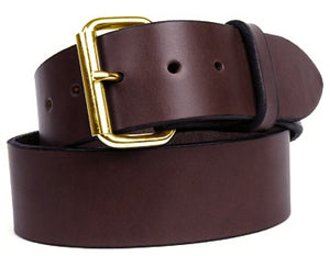 Double thick harness custom leather belt with brass buckle