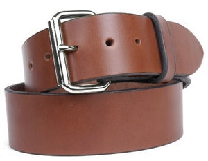 Double thick harness custom leather belt with silver buckle