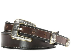 Western Herringbone Silver and Gold buckle set includes: Buckle, Keeper and Tip. 
