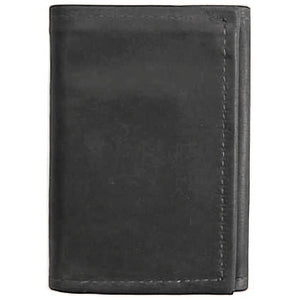 Black original Tri Fold Wallet has a total of 5 card pockets and a bill pocket with divider. Closed size 4.5" x 3.25"