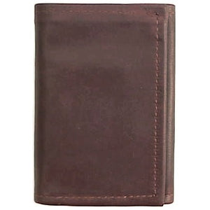 Chocolate original Tri Fold Wallet has a total of 5 card pockets and a bill pocket with divider. Closed size 4.5" x 3.25"